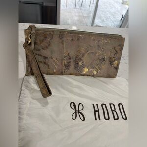 HOBO Metallic Gold and Brown Leather Clutch